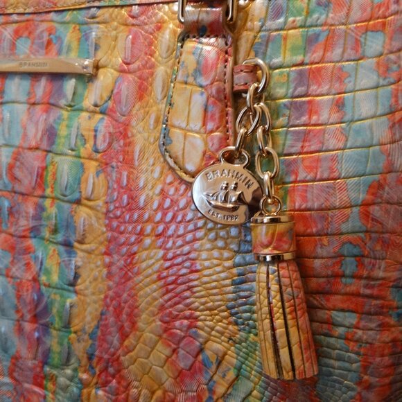 Brahmin Medium Asher Tote – Saltwater Taffy Melbourne Croc‑Embossed Leather NWT - Picture 2 of 7